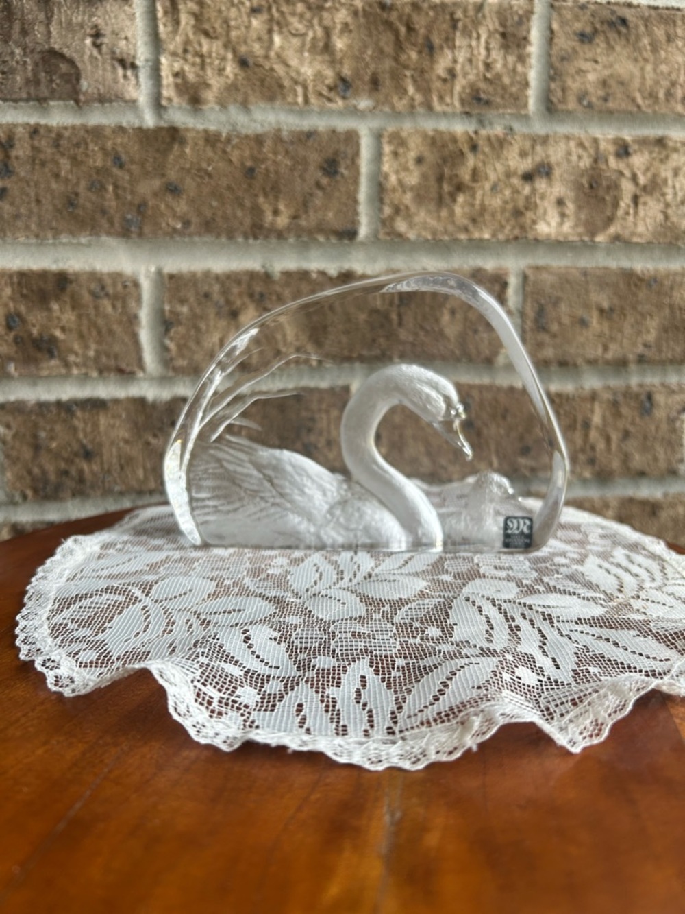 Clear Glass Swan and Cygnet Decorative Accent - Clear (Heavy)